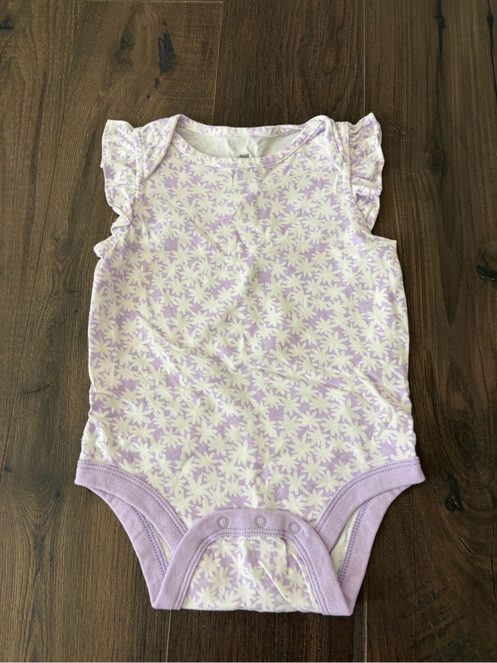 BabyGAP Lilac and Cream Floral Ruffle-Sleeve One-Piece Bodysuit